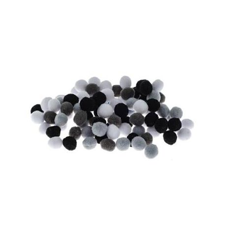 Pompony kreatywne Brewis 1cm Szare Mix, 100szt - 2